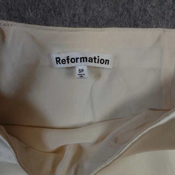 Reformation Skirt Womens Small Petite Bella Silk Satin Maxi Fior Di Latte Ivory - Picture 5 of 10